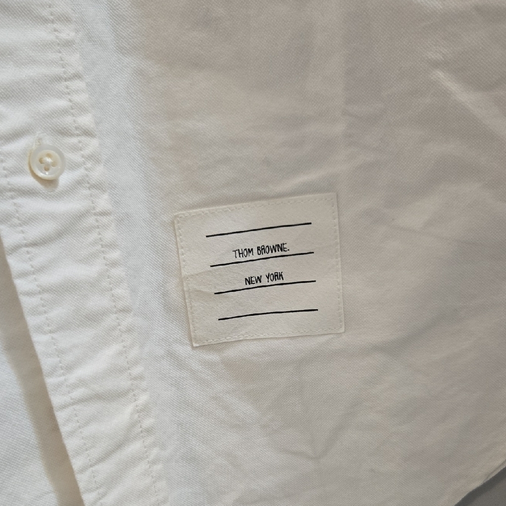 Thom Browne White Shirt with Multicolor Sleeve Stripes Size 1 (Small) - Picture 8 of 8